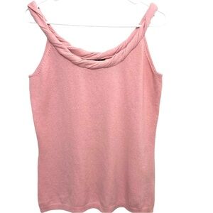 Vittadini Super Soft Pure Cashmere Blush Pink Sleeveless Tank LARGE MSRP $198
